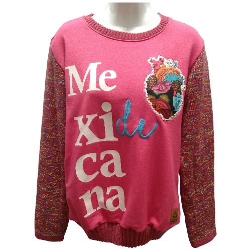 Sudadera Maribel Mexicana De Corazón Rosa